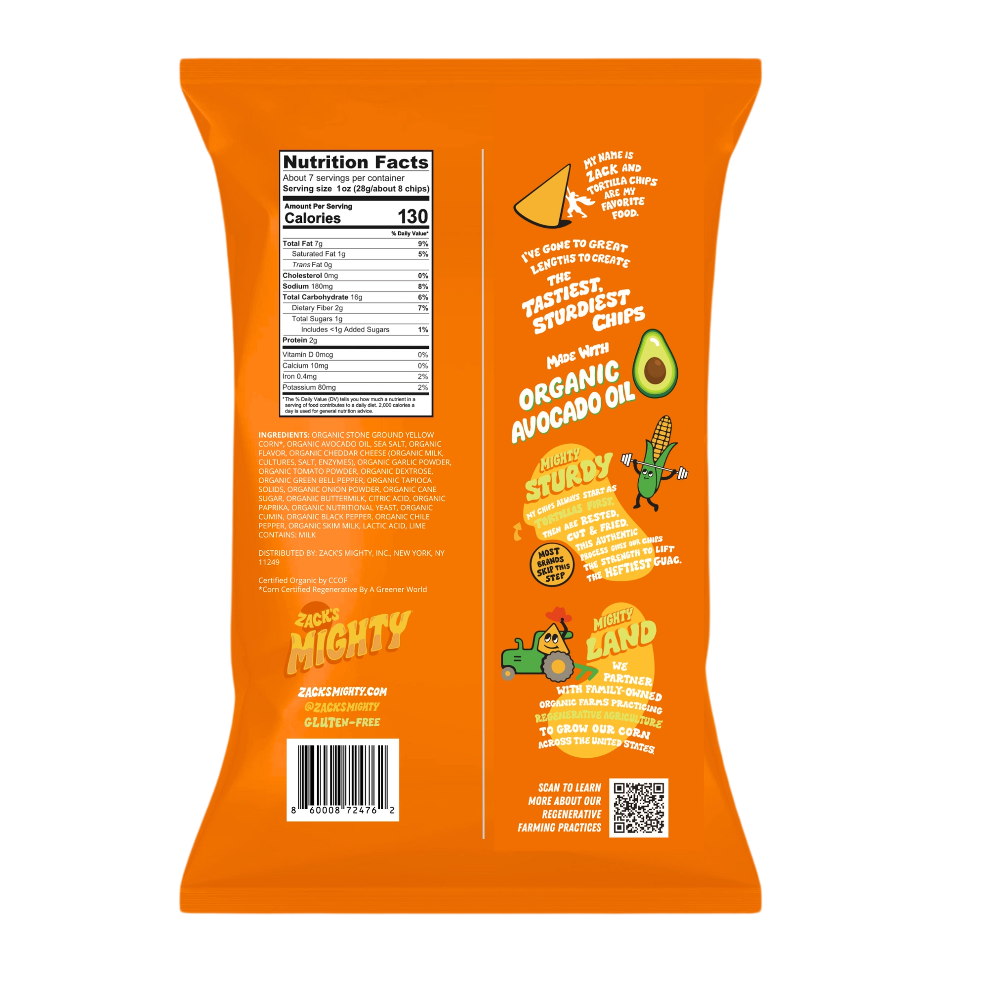 Back of the Nacho Tortilla Chips bag
