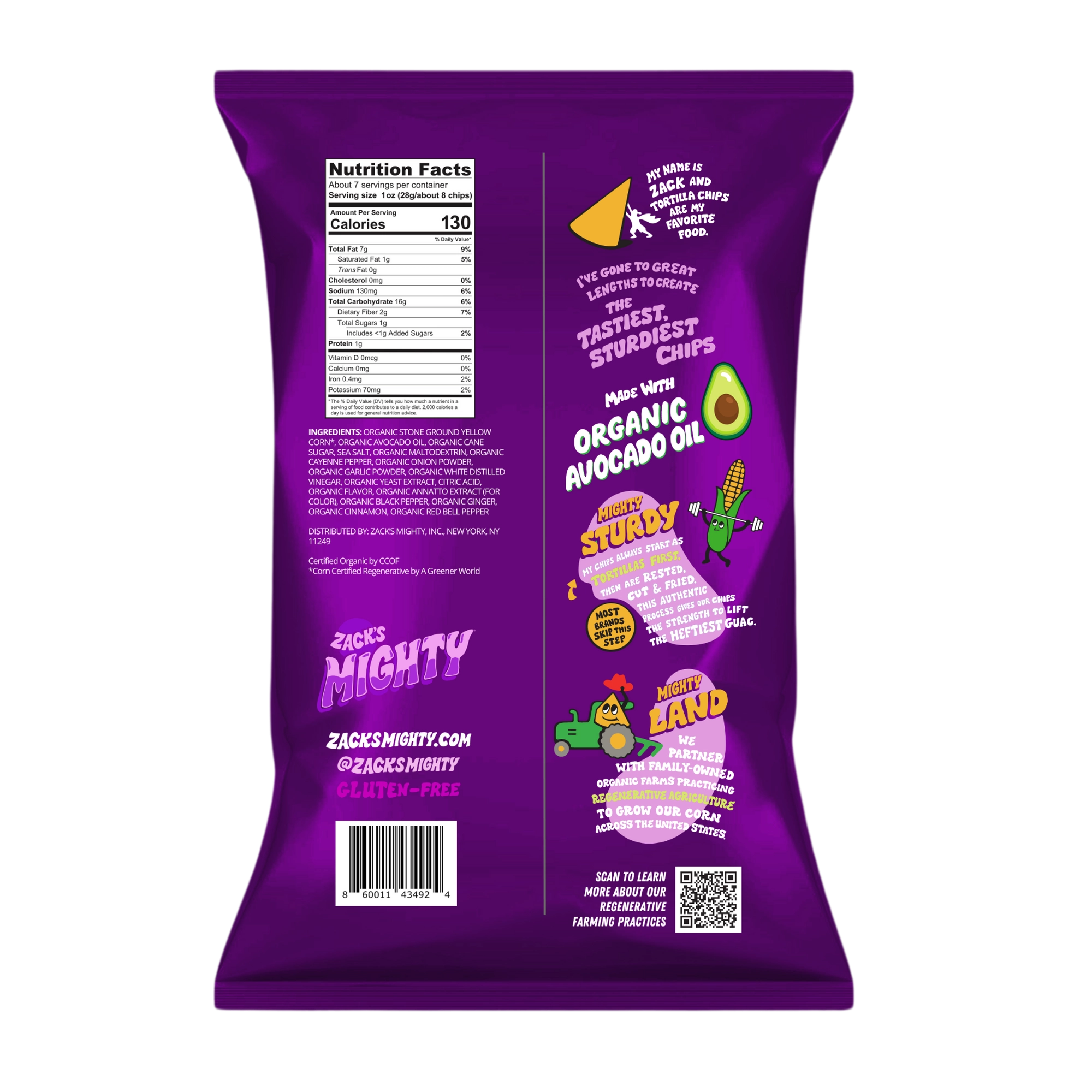 Back of the Sweet & Spicy Chili Tortilla Chips bag
