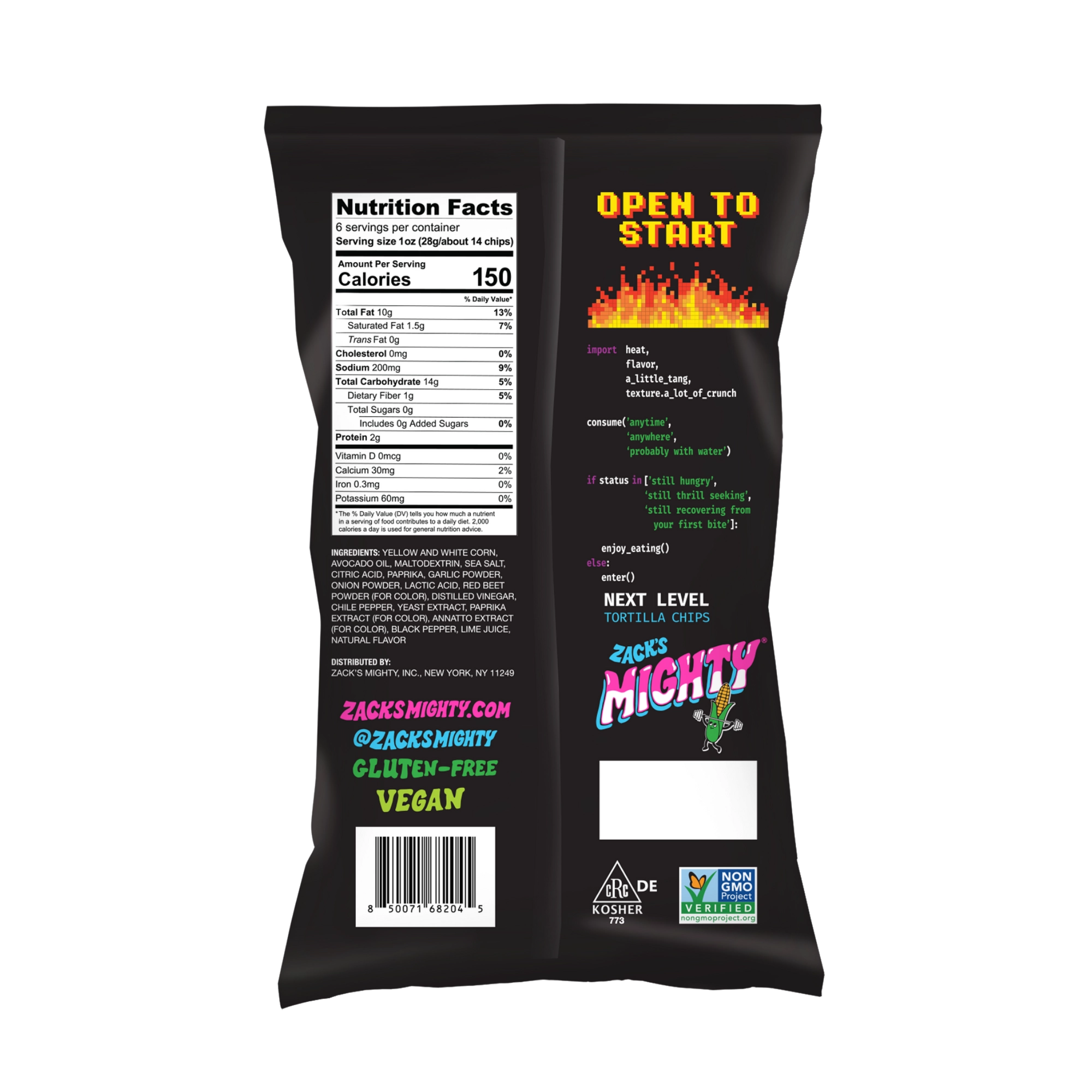 Back of the Chile Lime Rolled Chips bag