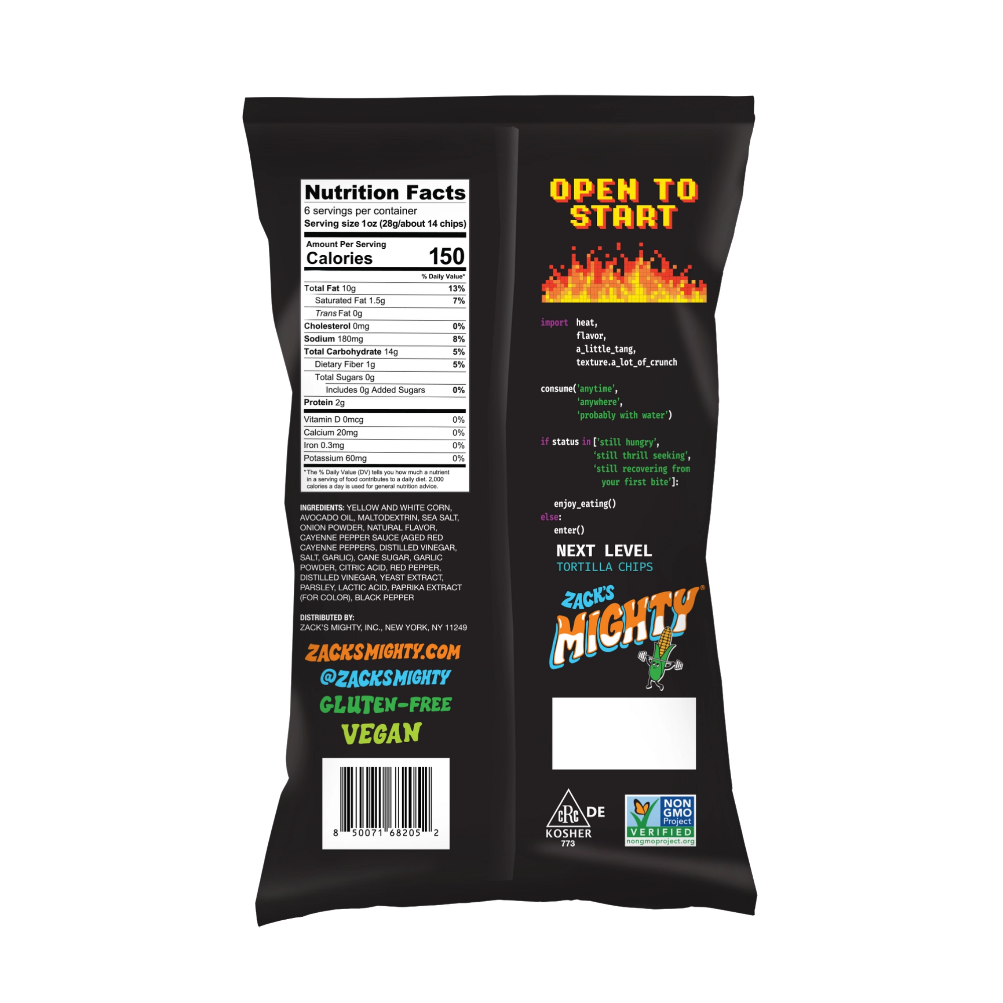 Back of the Buffalo Ranch Rolled Chips bag